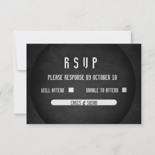 Elegant Onyx Black and White RSVP Ca Card