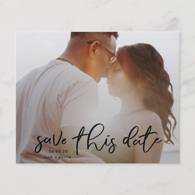 Elegant Onyx Photo Calligraphy save date budget Flyer (Front)