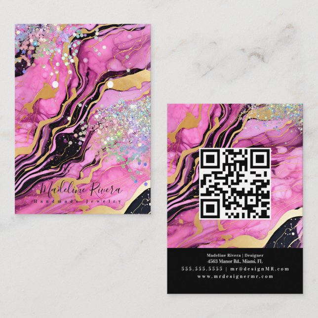 Elegant Opal Black Marble Earring Display Card (Front/Back)