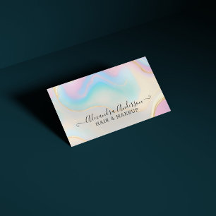 Elegant Opal Gold Details Rainbow Business Card