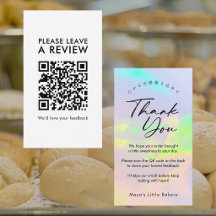 Elegant Opal Rainbow Script Leave a Review QR Code