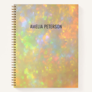 Elegant Opal Stone Texture Custom Name Sketch Notebook