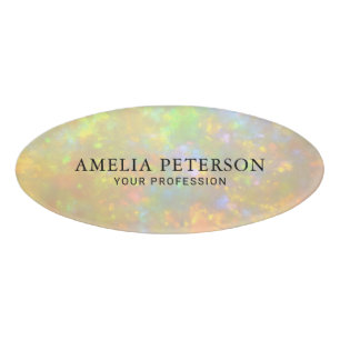 Elegant Opal Stone Texture Employee/ Staff Name Tag