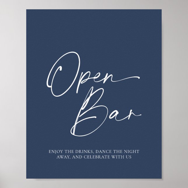 Elegant "Open Bar" Paper Poster with Calligraphy (Front)