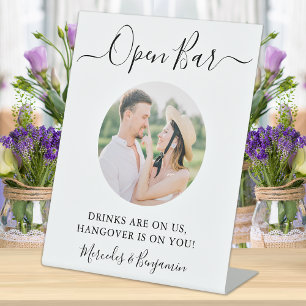 Elegant Open Bar Personalised Photo Wedding  Pedestal Sign
