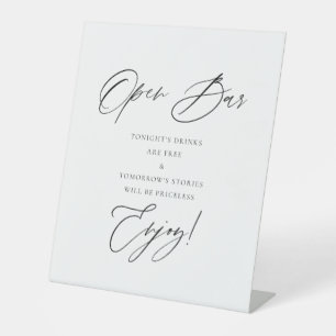 Elegant Open Bar Wedding Sign Minimalist Modern