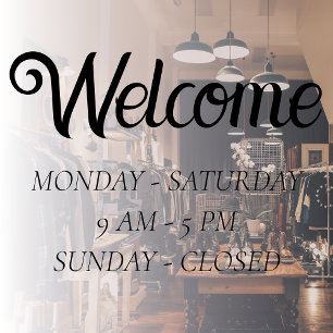 Elegant Open Hours Black Script Time Opening
