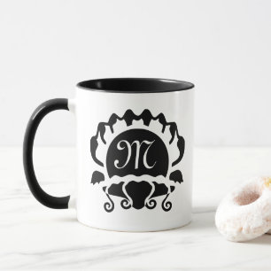 Elegant Open Seashell Silhouette Monogram Mug