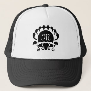 Elegant Open Seashell Silhouette Monogram Trucker Hat