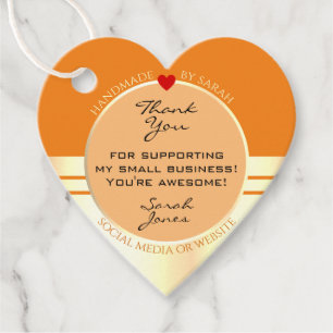 Elegant Orange and Gold Colours Packaging Thank Yo Favour Tags