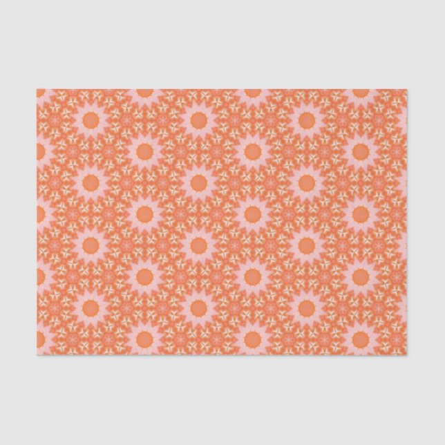 Elegant Orange and Pink Modern Geometric Pattern  Tissue Paper (Front)