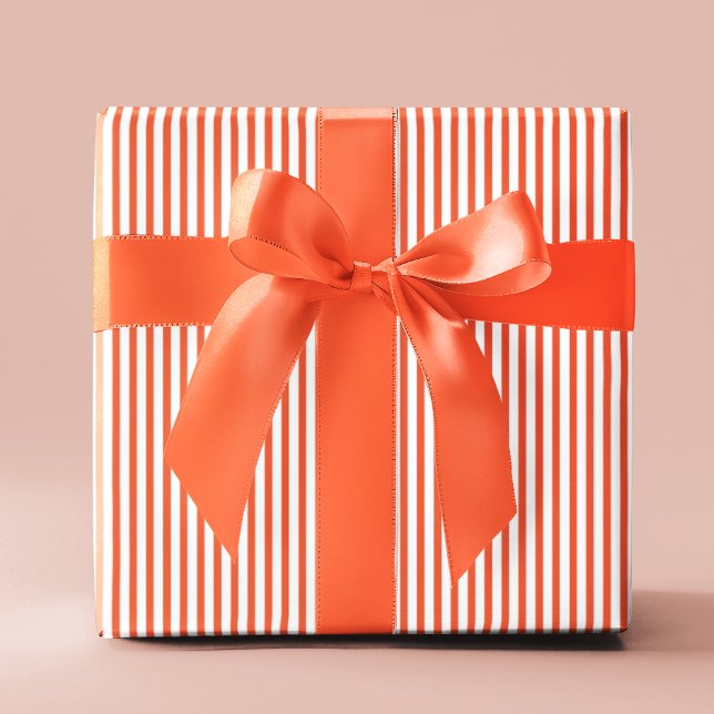 Elegant Orange and White Thin Stripes Wrapping Paper (Elegant Striped Wrapping in Orange & White. Chic & Timeless. For All Occasions and  All Ages.)