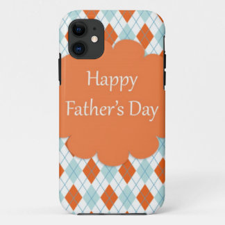 Elegant Orange Argyle Pattern Dad iPhone 11 Case