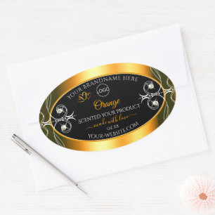 Elegant Orange Black Glamour Product Labels Logo