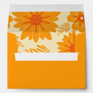 Elegant Orange Boho Floral Engagement Stationery Envelope