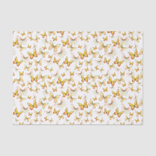 Elegant Orange Butterflies Pattern  Tissue Paper (Front)