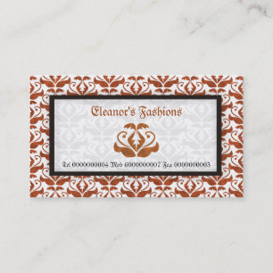 Elegant orange damask fashion business cards