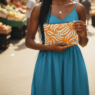 Elegant Orange Dog Lover Monogram Accessory Pouch