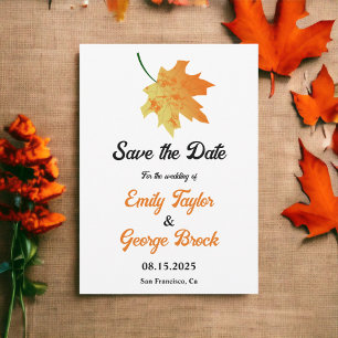Elegant Orange Fall Leaves Autumn Floral Wedding Save The Date