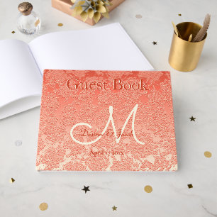 Elegant Orange Fall Wedding Reception Monogram Guest Book