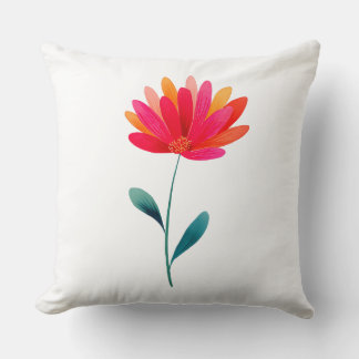 Elegant Orange Floral Botanical Throw Pillow
