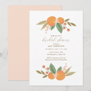 Elegant Orange Floral Citrus Bridal Shower Invitation