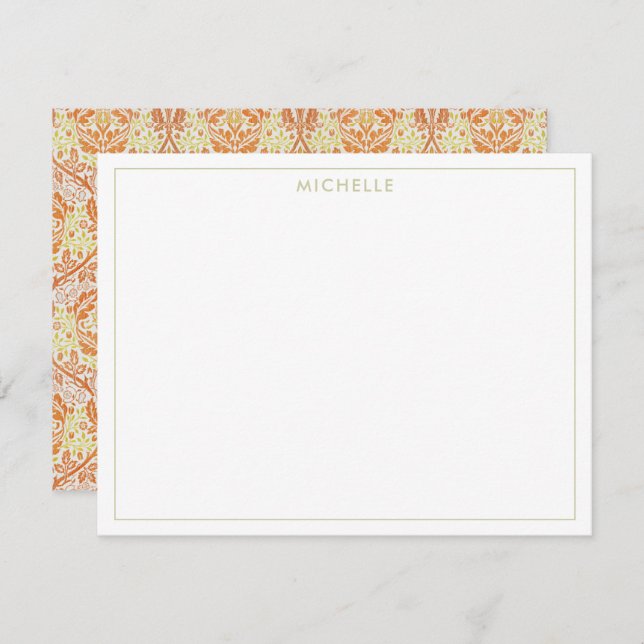 Elegant Orange Floral Pattern Card (Front/Back)