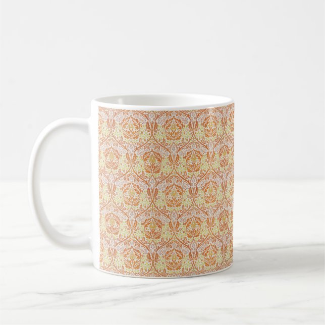 Elegant Orange Floral Pattern Coffee Mug (Left)