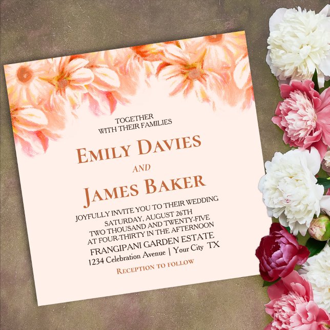 Elegant Orange Floral Wedding Invitation (Creator Uploaded)