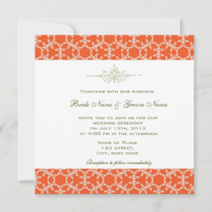 Elegant orange floral wedding invitations