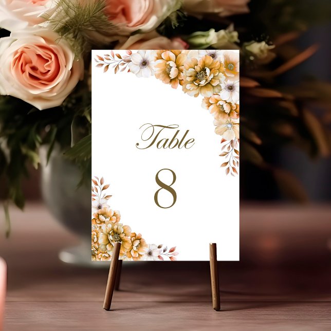 Elegant Orange Floral Wedding Table Number (Creator Uploaded)