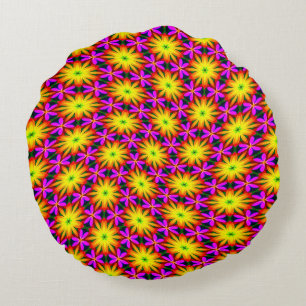 Elegant Orange Flower Pattern Round Cushion
