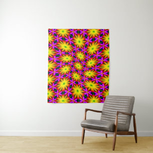 Elegant Orange Flower Pattern Tapestry