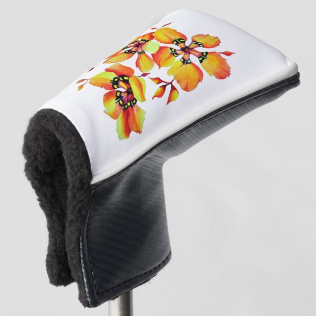 Elegant Orange Flowers - Customise your Own Golf Head Cover (3/4 Front)