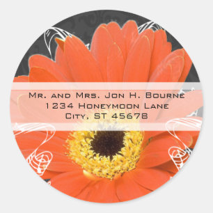 Elegant Orange Gerber Daisy Wedding Classic Round Sticker