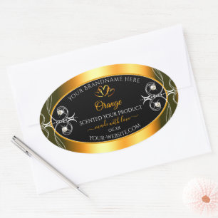 Elegant Orange Glamour Decor Black Product Labels