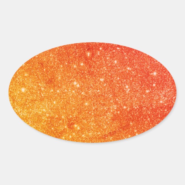 Elegant Orange Glitter  Oval Sticker (Front)