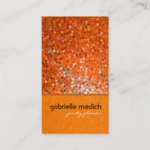 Elegant Orange Glitter Party Planner Business Card