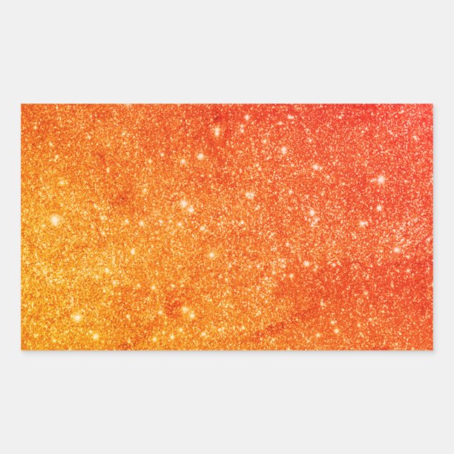 Elegant Orange Glitter  Rectangular Sticker (Front)