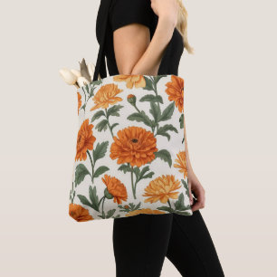 Elegant Orange Gold Autumn Marigolds Pattern  Tote Bag