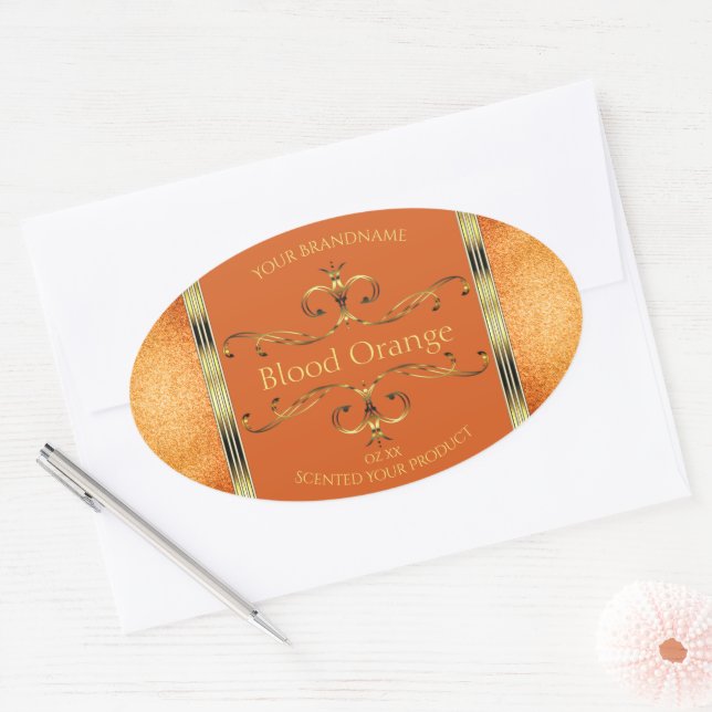 Elegant Orange Gold Product Labels Glitter Borders (Envelope)