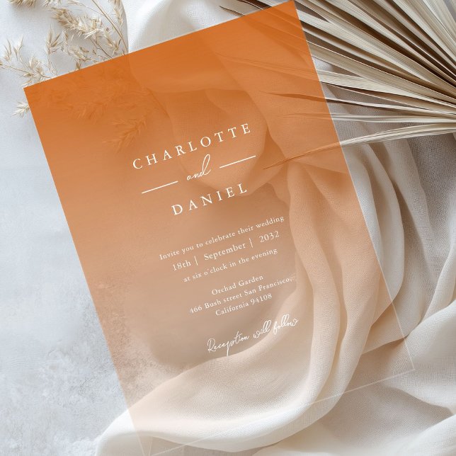 Elegant Orange Gradient Acrylic Wedding Acrylic Invitations (Elegant Orange Gradient Acrylic Wedding Acrylic Invitations)