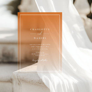 Elegant Orange Gradient Acrylic Wedding Invitations