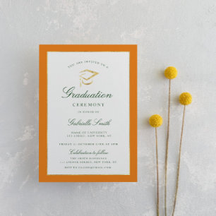 Elegant orange graduation ceremony invitation
