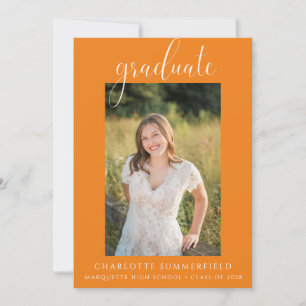 Elegant Orange Graduation Party Photo Invitation