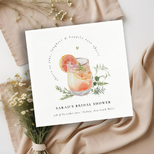 Elegant Orange Green Peach Cocktail Bridal Shower  Napkin