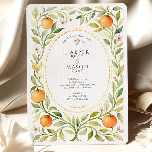 Elegant Orange Grove Watercolor Wedding Invitation