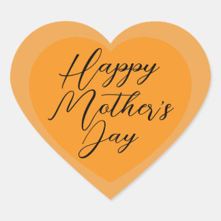 Elegant Orange Happy Mother's Day Heart Sticker