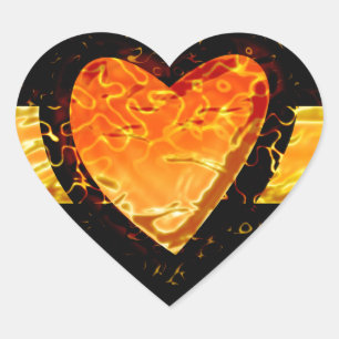 Elegant Orange Heart Valentine's day on Black Heart Sticker