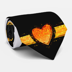 Elegant Orange Heart Valentine's day on Black Tie